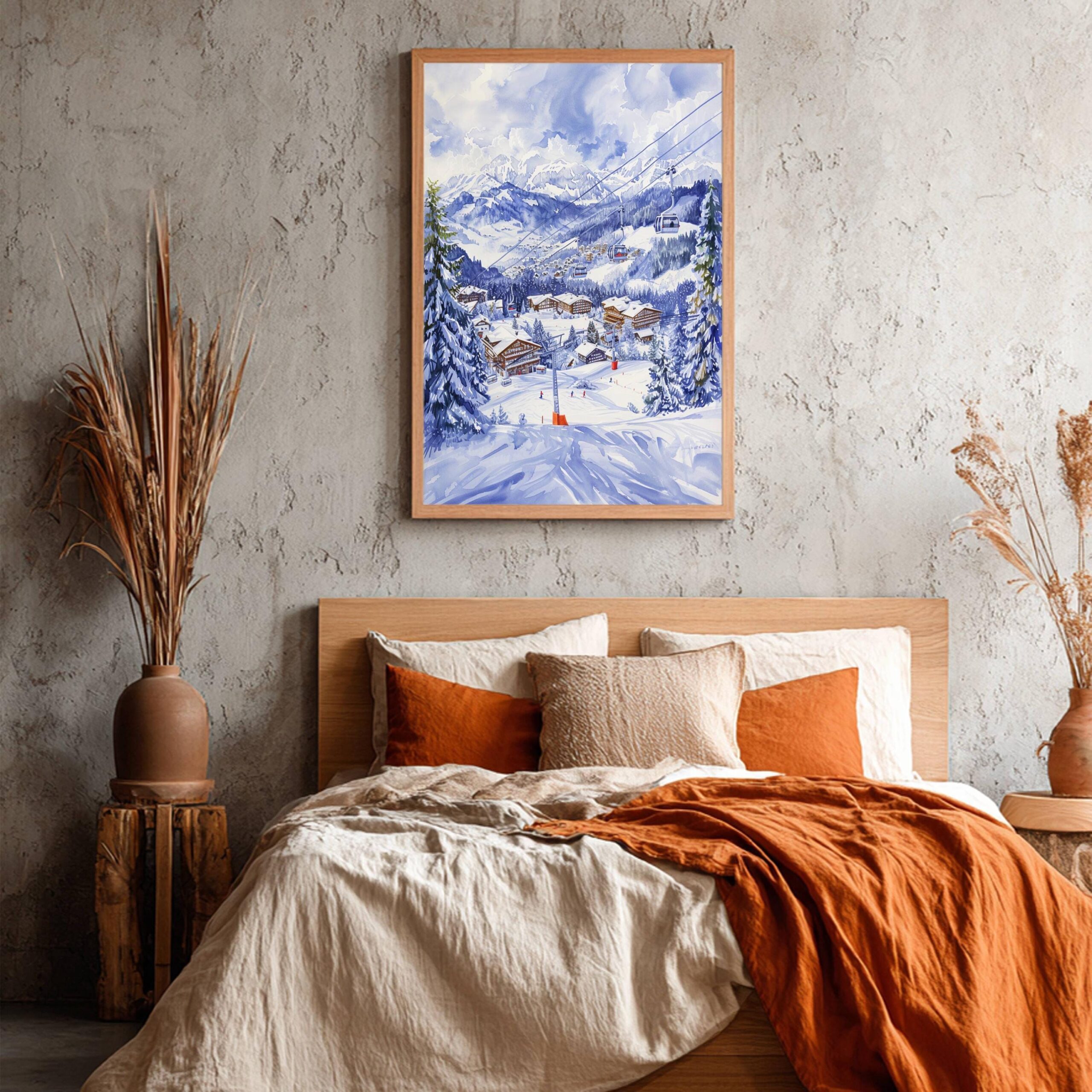 Gstaad Ski Resort Switzerland Watercolor Print: Vacation Travel Art Poster - Image 6