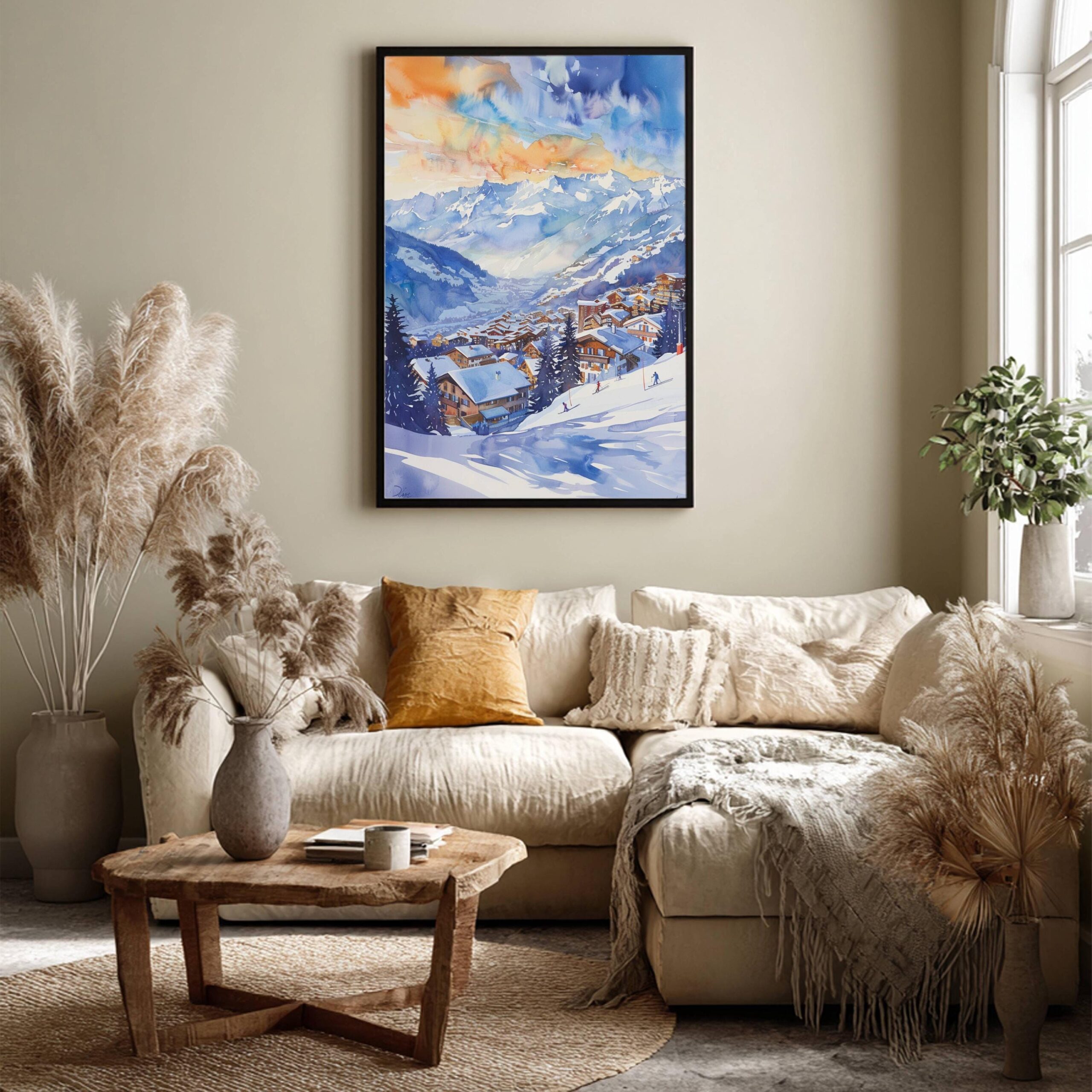 Verbier Ski Resort Switzerland Watercolor: Vacation Travel Art Poster - Image 7