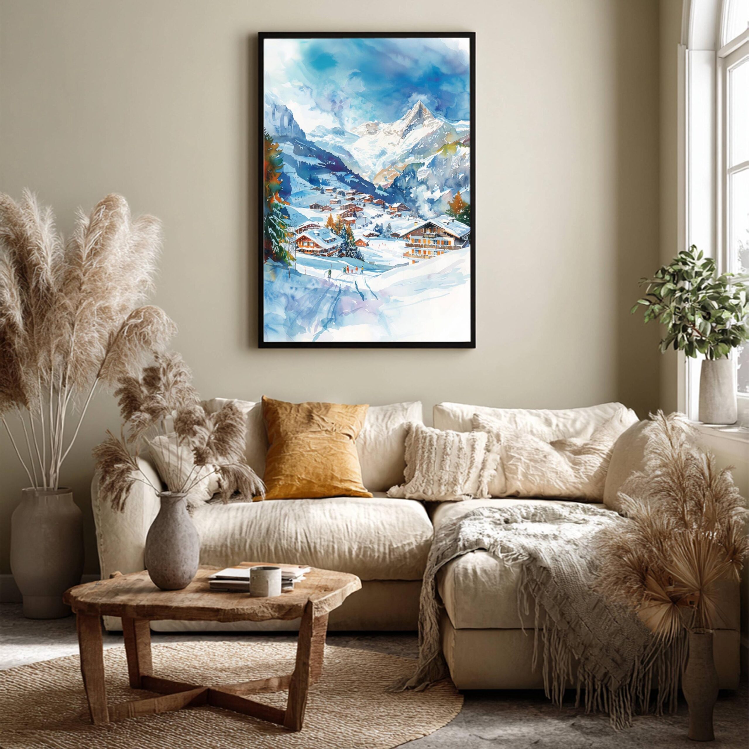 Grindelwald Ski Resort Switzerland Watercolor Print: Vacation Travel Art Poster - Image 7