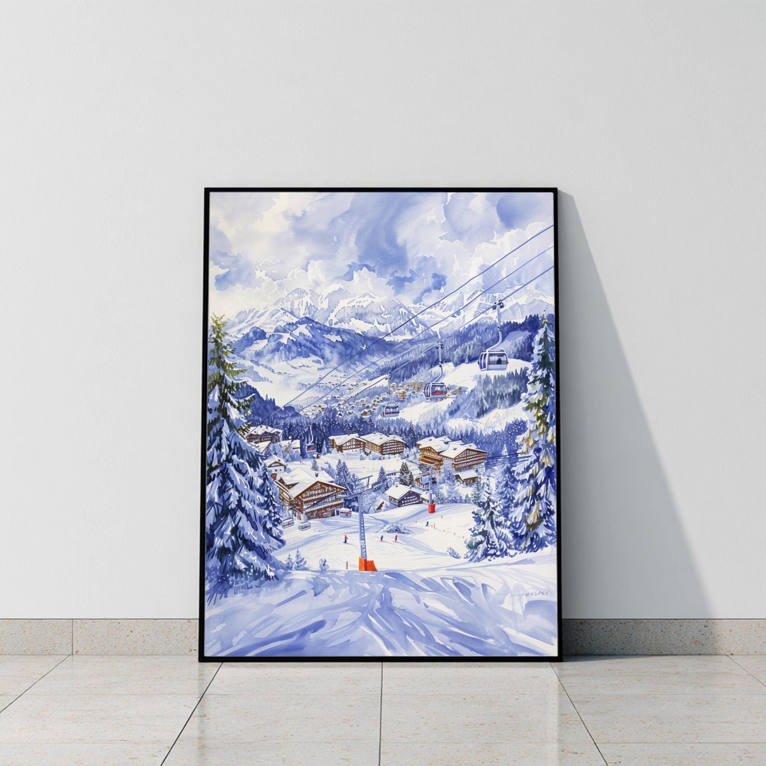 Gstaad Ski Resort Switzerland Watercolor Print: Vacation Travel Art Poster - Image 8