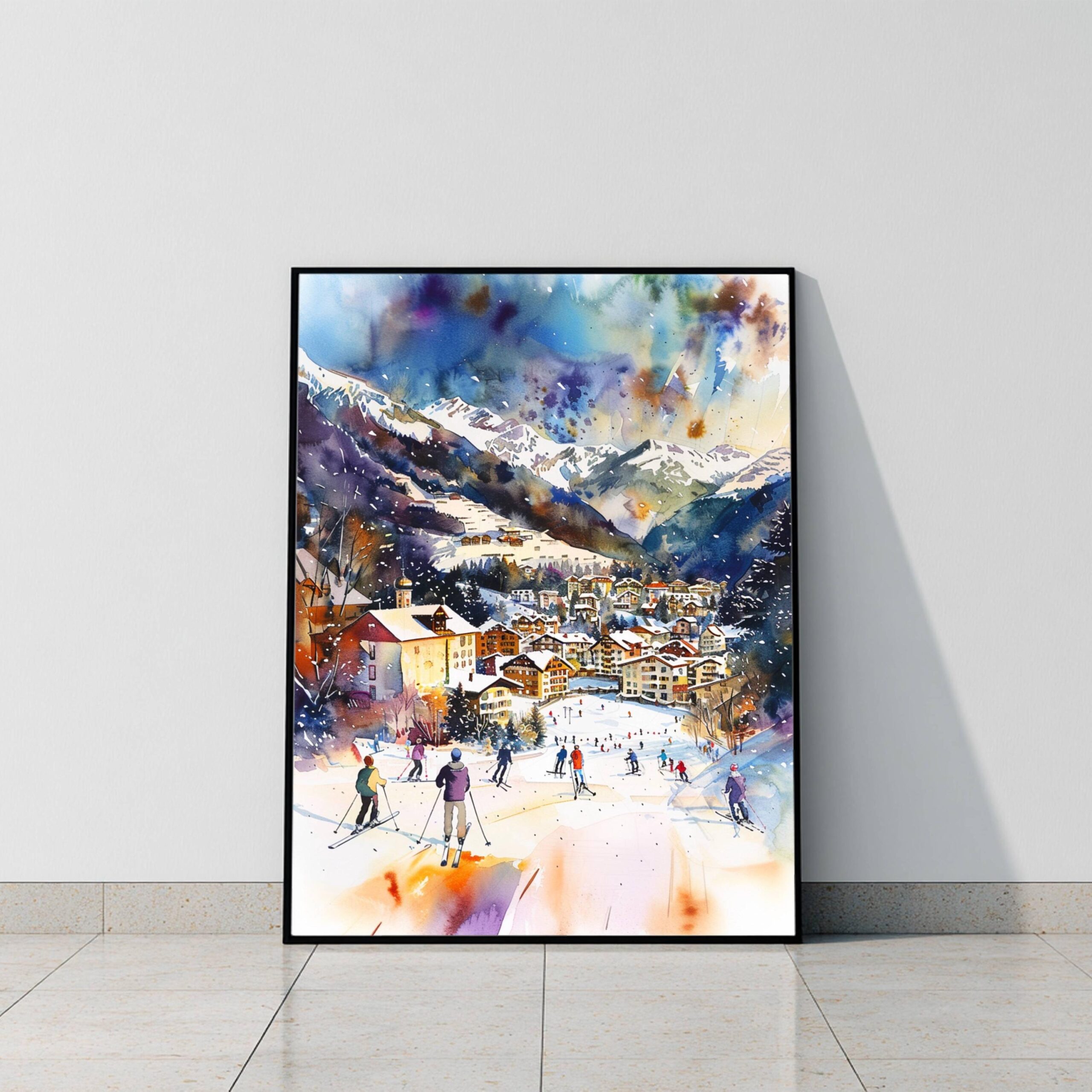 Klosters Ski Resort Switzerland Watercolor Print: Vacation Art Travel Poster - Image 8