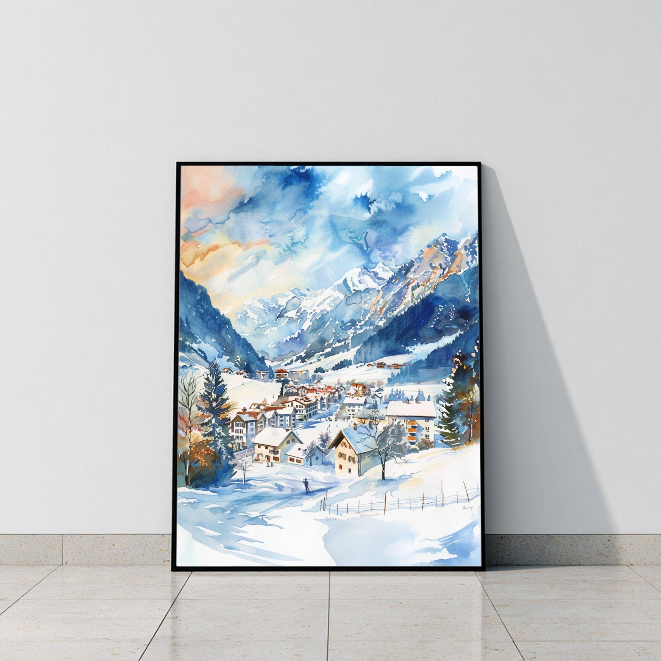 Engelberg Ski Resort Switzerland Watercolor Print: Vacation Travel Art Poster - Image 8