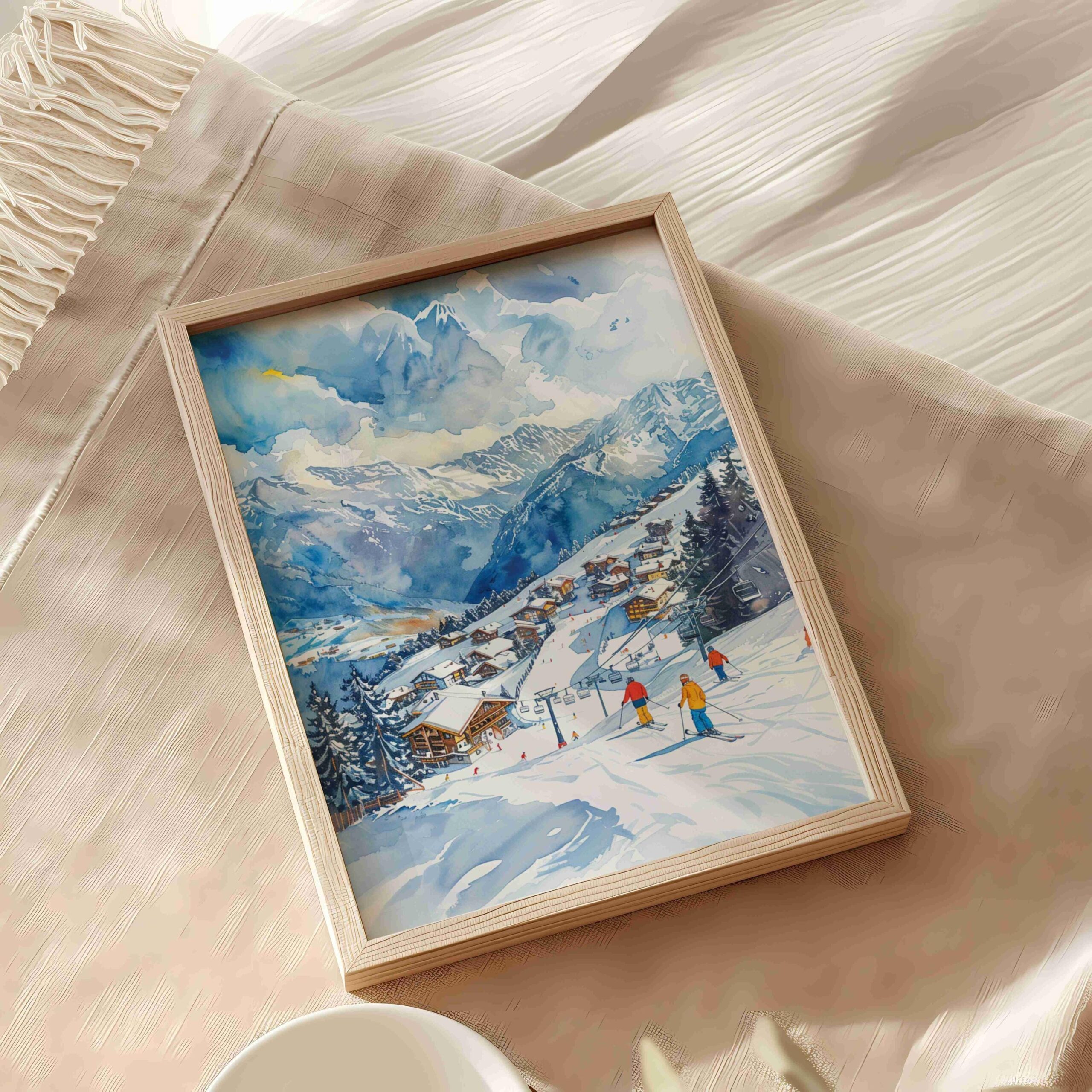 Veysonnaz Ski Resort Switzerland Watercolor: Vacation Travel Art Poster - Image 9