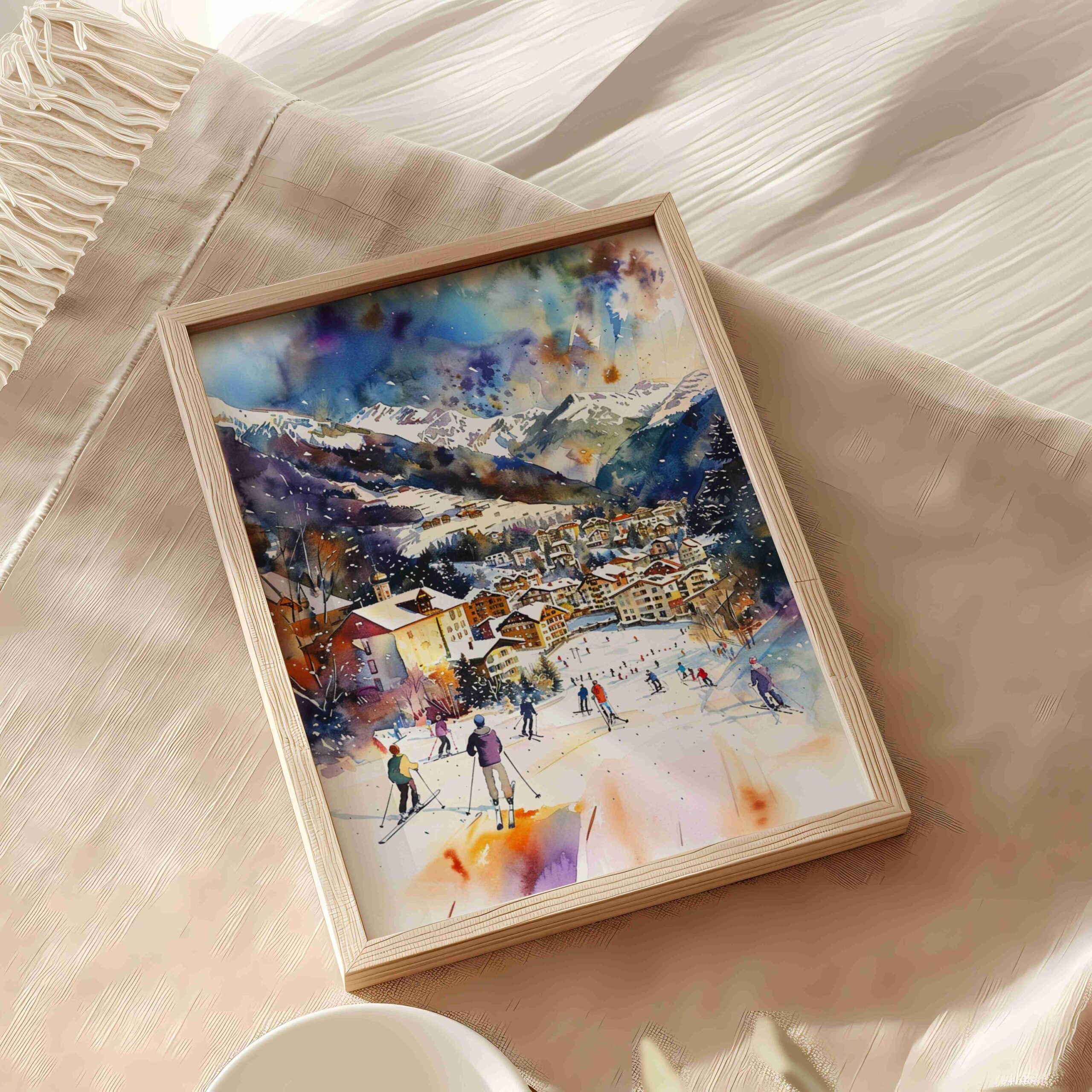 Klosters Ski Resort Switzerland Watercolor Print: Vacation Art Travel Poster - Image 9