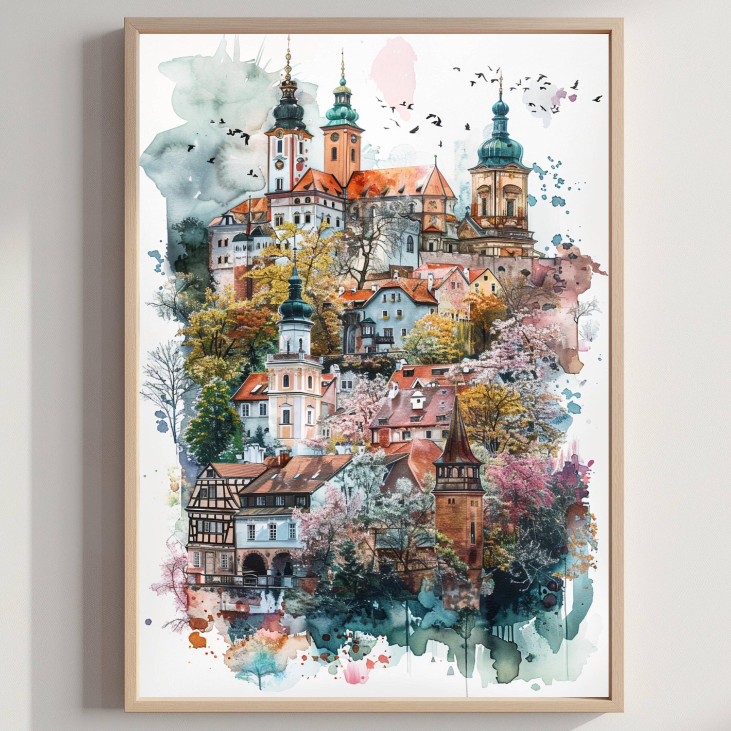 Poland Europe Watercolor: Vacation Travel Art Poster