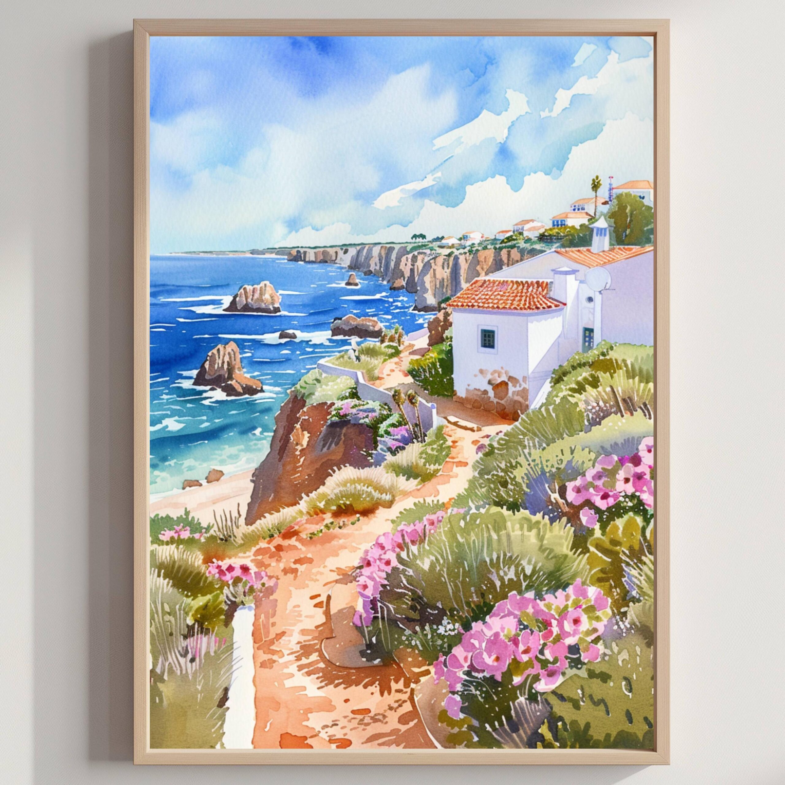 The Algarve Portugal Europe Watercolor: Vacation Travel Art Poster