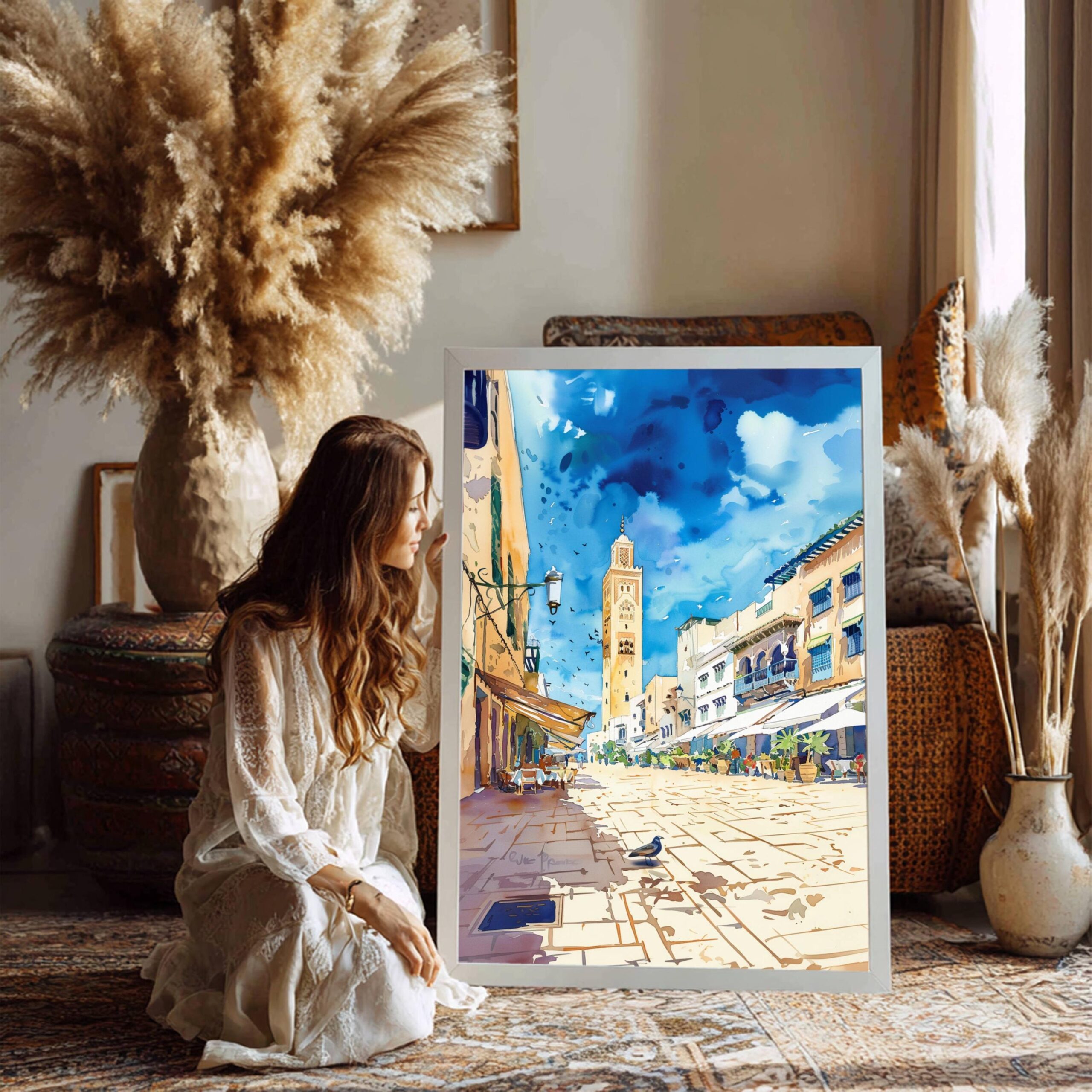 Casablanca Morocco North Africa Watercolor Print : Travel Art Poster - Image 3