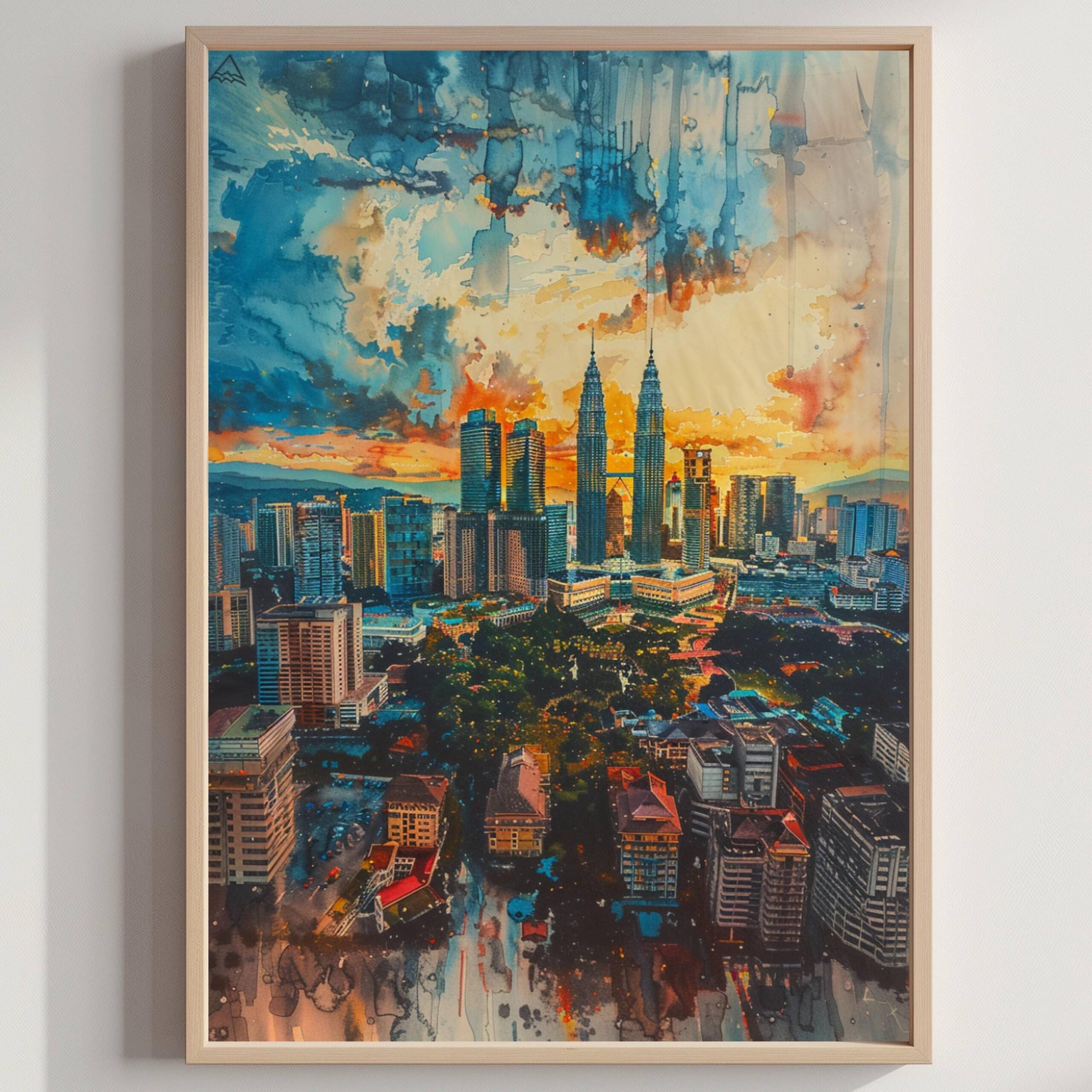 Malaysia Asia Watercolor: Travel Art Poster