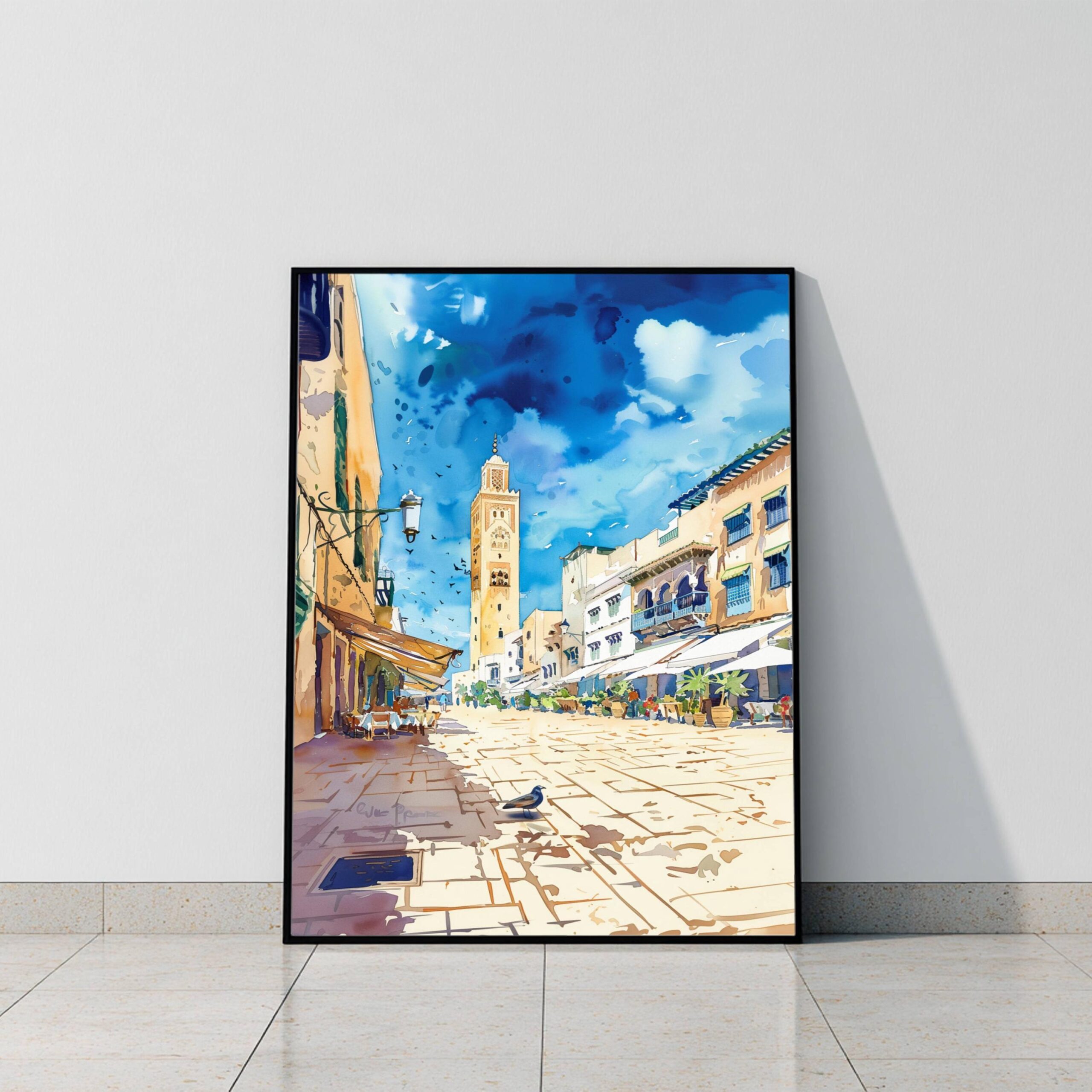 Casablanca Morocco North Africa Watercolor Print : Travel Art Poster - Image 8