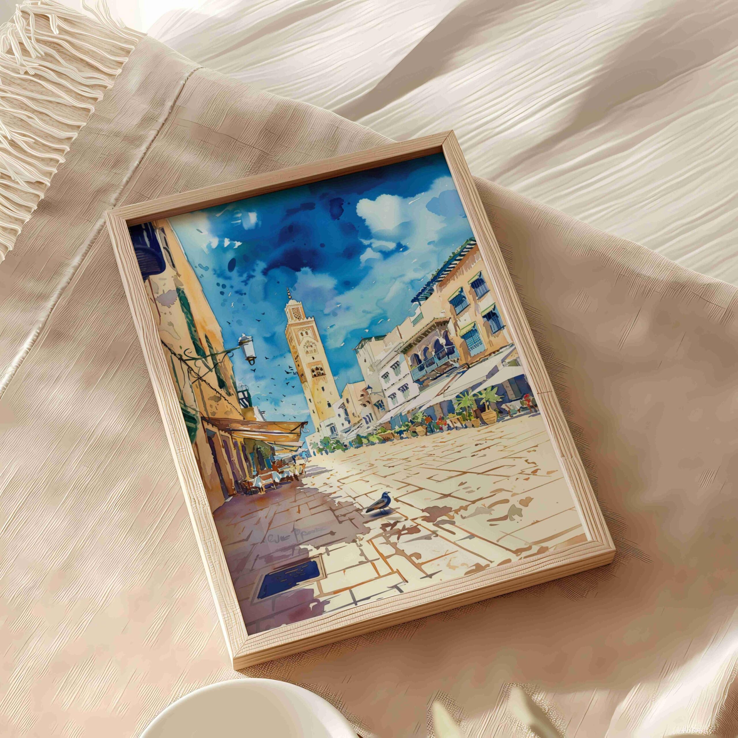 Casablanca Morocco North Africa Watercolor Print : Travel Art Poster - Image 9
