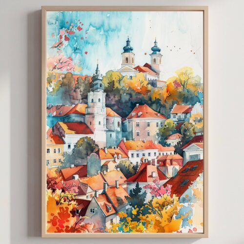 Lithuania Europe Watercolor: Travel Art Poster