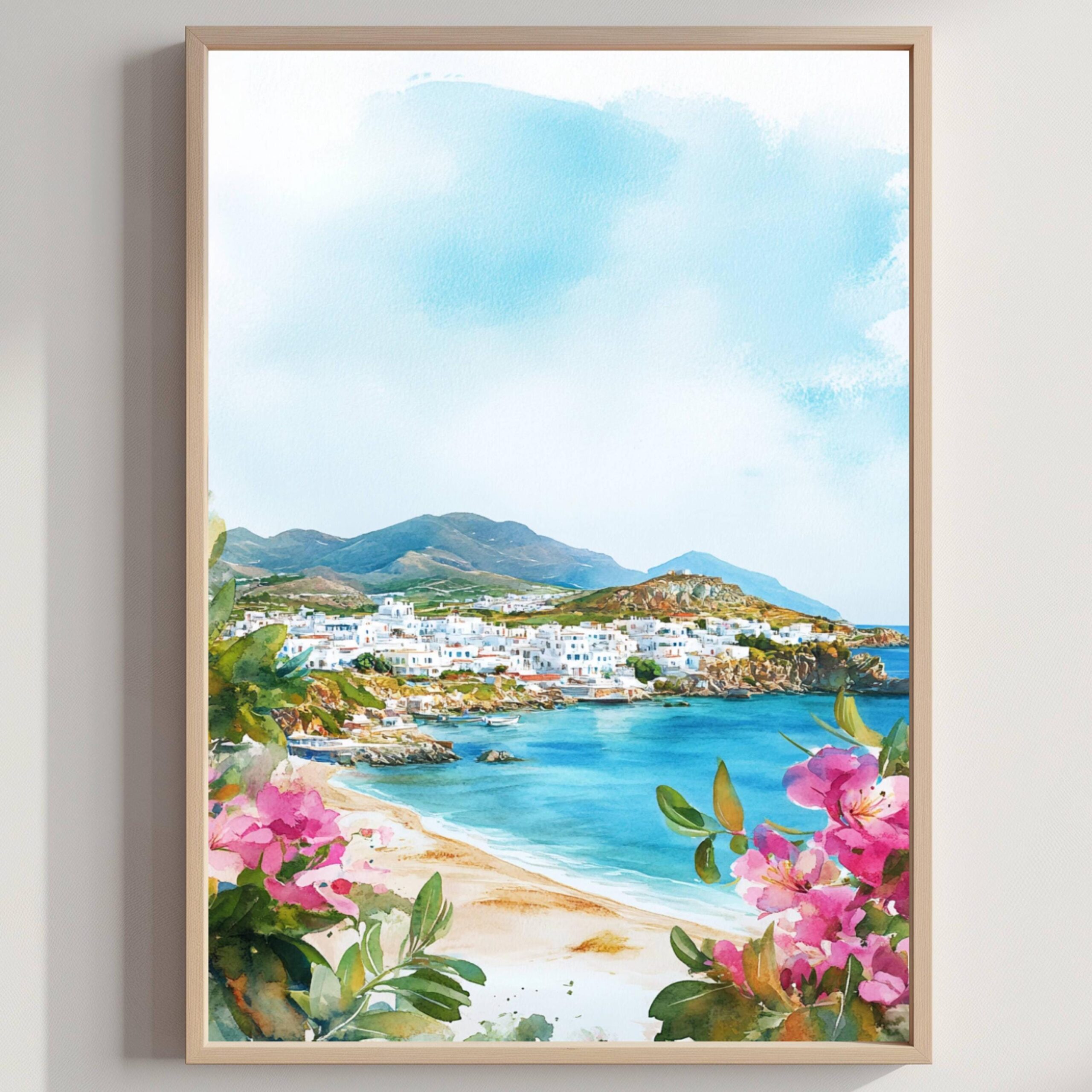 Naxos Island Greece Watercolor: Travel Art Poster