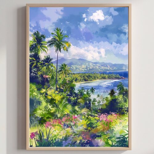 Fiji Watercolor Print: Oceania Travel Art Poster