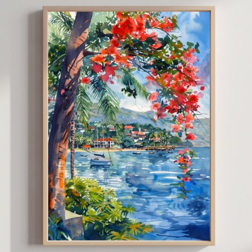 Suva Fiji Watercolor Print: Oceania Travel Art Poster