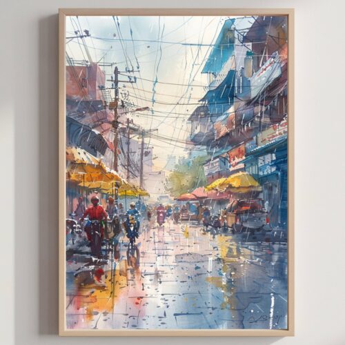 New Delhi India Asia Watercolor: Travel Art Poster
