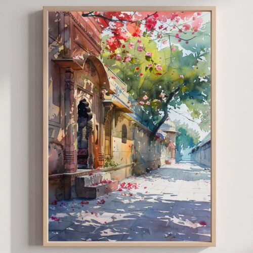 India Asia Watercolor Print: Asian Travel Art Poster