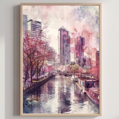 Rotterdam The Netherlands (Holland) Europe Watercolor: Travel Art Poster