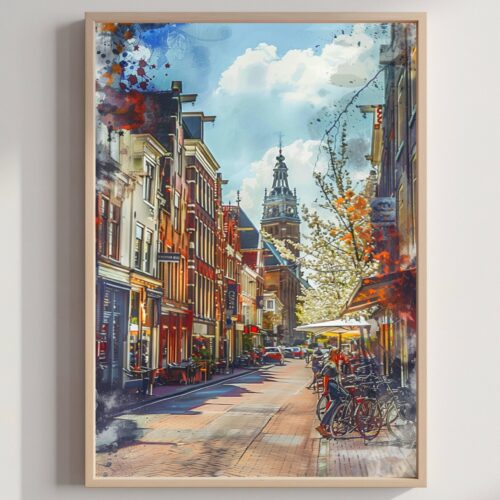 Arnhem The Netherlands (Holland) Europe Watercolor: Dutch Travel Art Poster