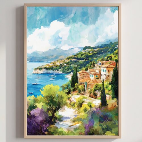 Corfu Island Greece Europe Watercolor Print: Greek Travel Art Poster