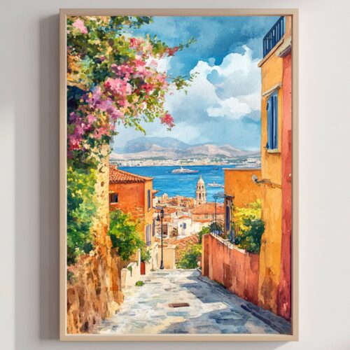 Chania Crete Greece Europe Watercolor Print: Greek Travel Art Poster