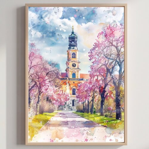 Berlin Charlottenburg Palace Germany Watercolor: Travel Art Poster