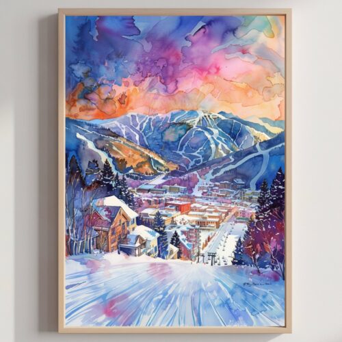 Aspen Colorado USA Watercolor: American Travel Art Poster