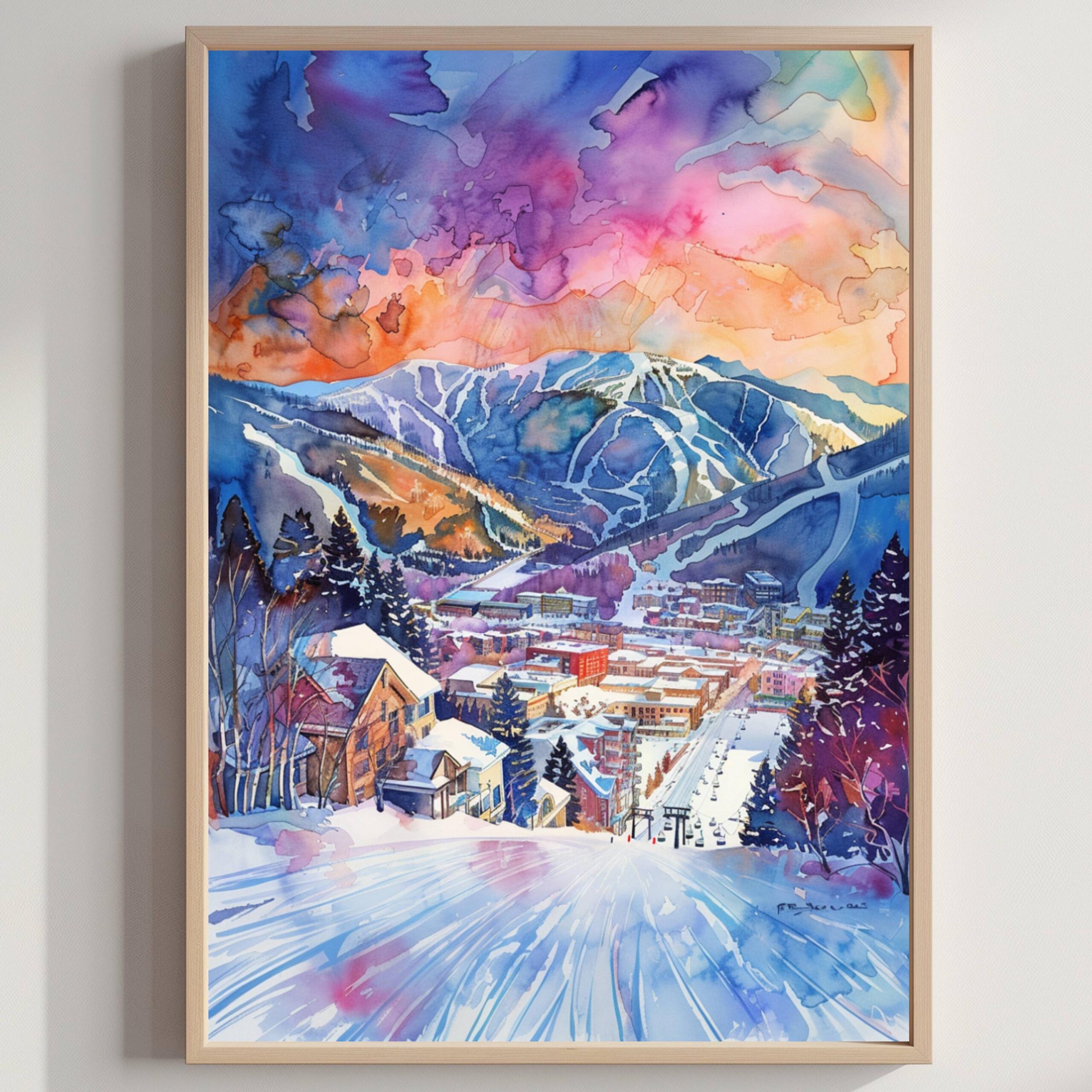 Aspen Colorado USA Watercolor: American Travel Art Poster