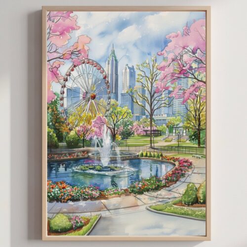 Atlanta Georgia USA Watercolor Print: American Travel Art Poster