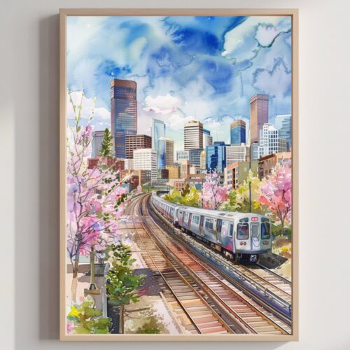 Denver Colorado USA Watercolor Print: Travel Art Poster