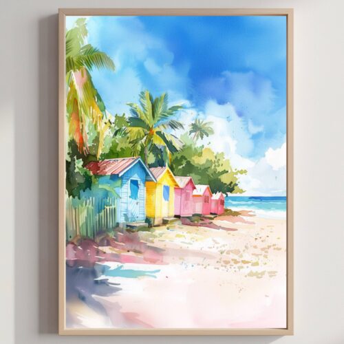 Barbados Caribbean Watercolor: Travel Art Poster Print
