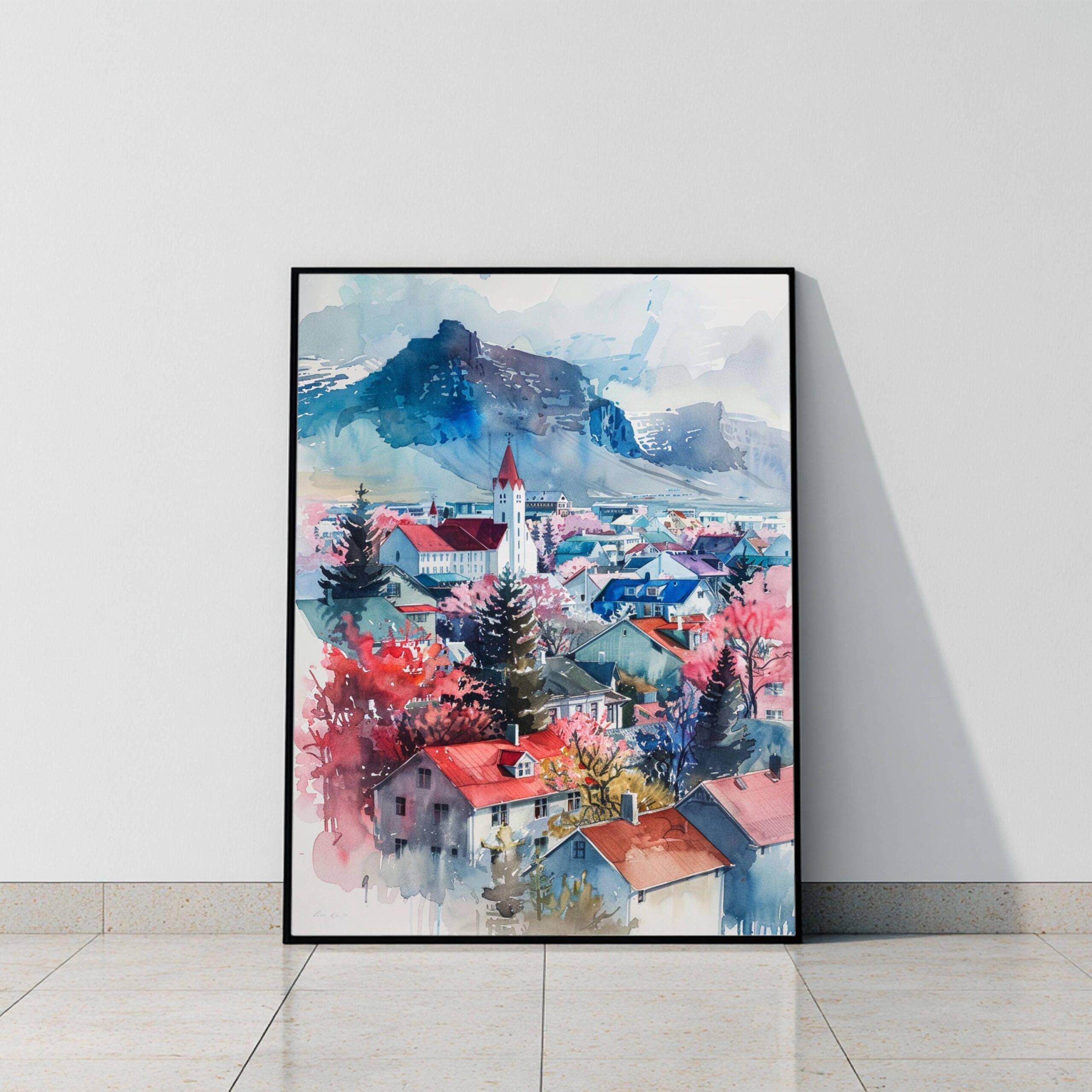 Reykjavik Iceland Watercolor: Travel Art Poster - Image 9