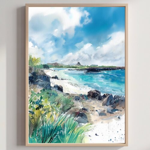 Galapagos Islands Ecuador South America Watercolor Print: Travel Art Poster
