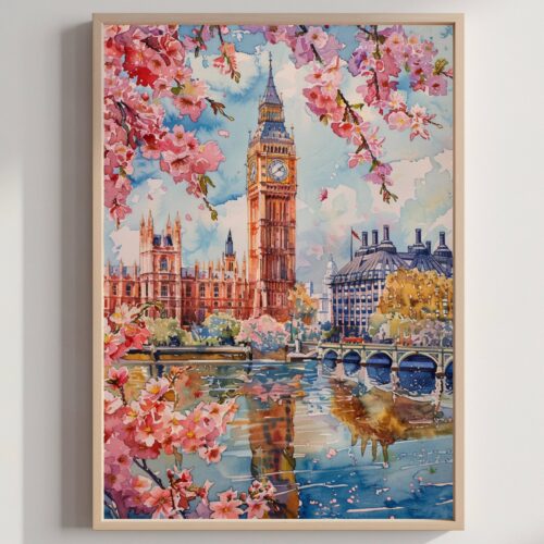 England United Kingdom Watercolor Print: Travel Art Poster