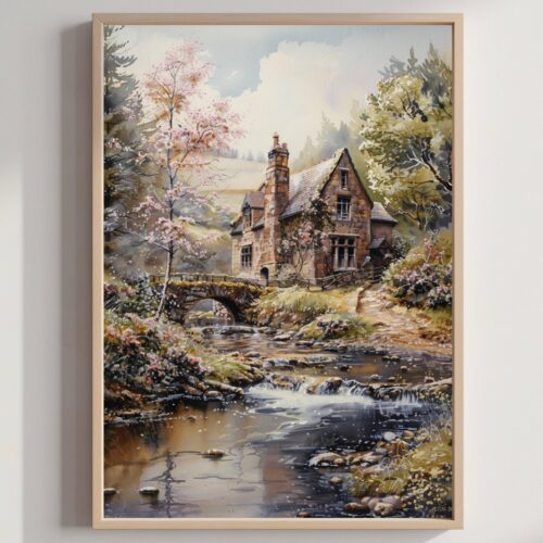 Northern Ireland United Kingdom Watercolor: Travel Art Poster