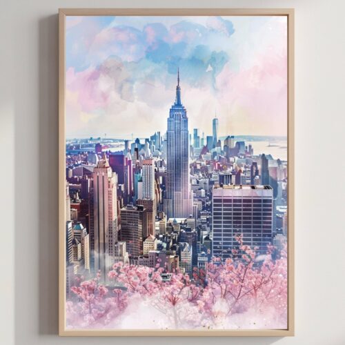 New York City Watercolor Art Print: USA Travel Poster