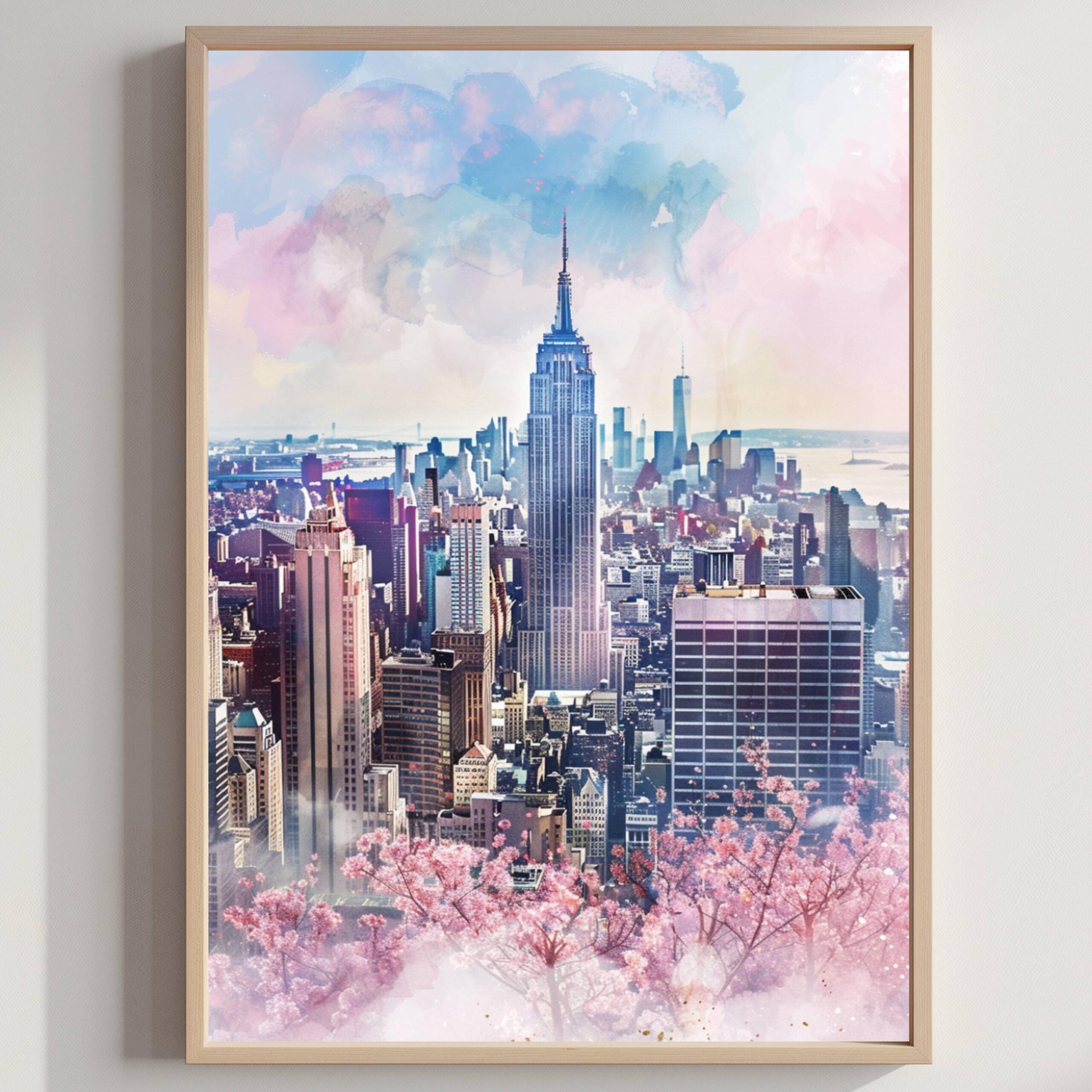 New York City Watercolor Art Print: USA Travel Poster