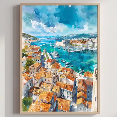 Split Croatia Watercolor Print: European Travel Poster