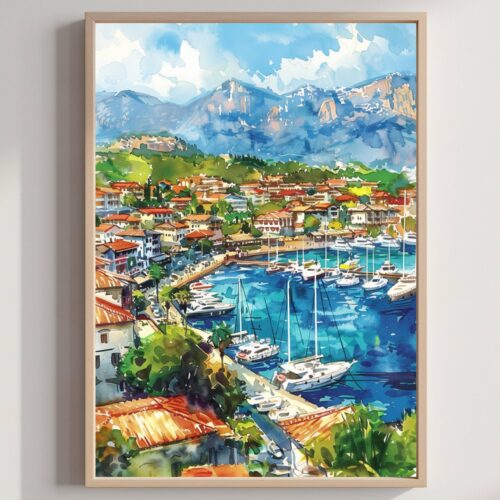 Antalya Turkey Watercolor Print: Europe Travel Art Poster