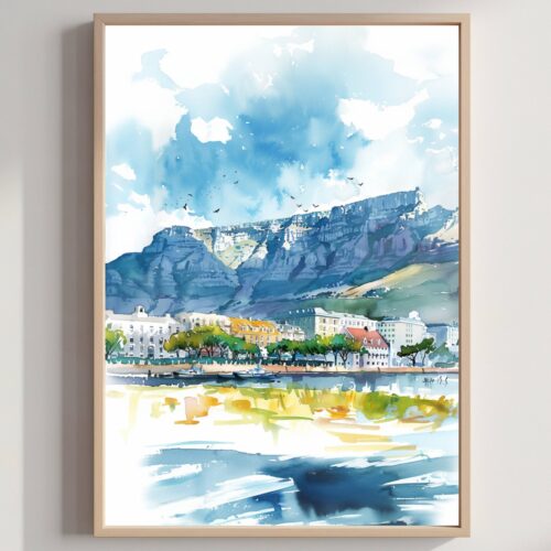 Cape Town Watercolor Print: South Africa Travel Poster Art