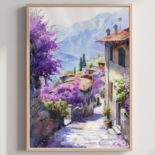 Italy Europe Watercolor Print: Italian Art Travel Poster
