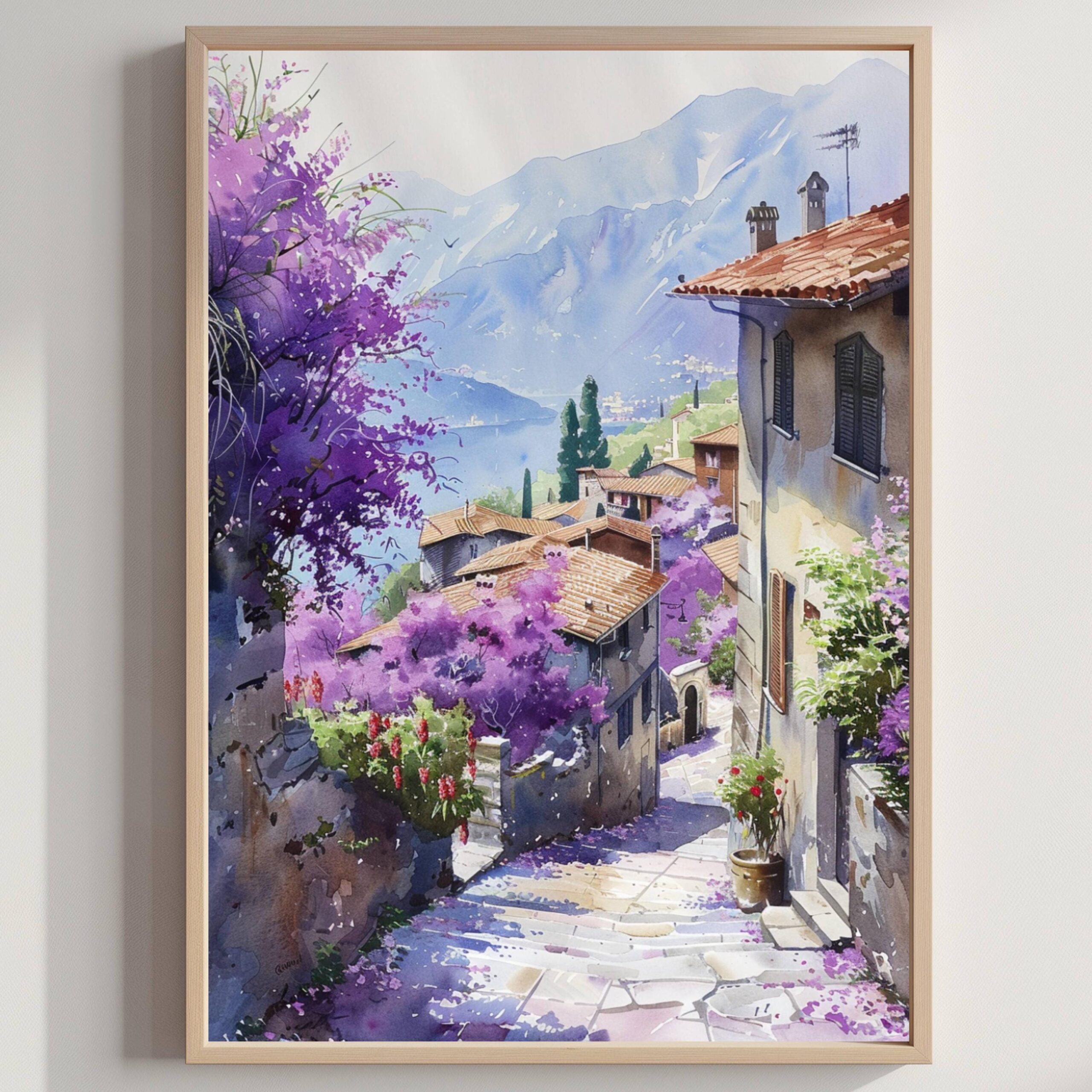 Italy Europe Watercolor Print: Italian Art Travel Poster