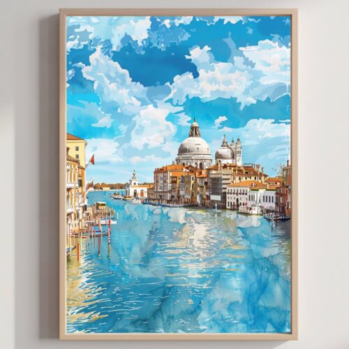 Grand Canal Venice Italy Watercolor Print: Europe Travel Art Poster