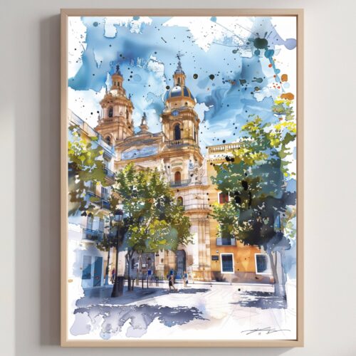 Valencia Spain Europe Watercolor Print: Spanish Travel Poster