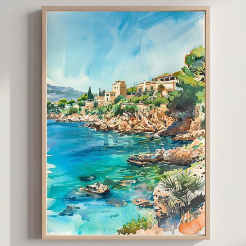 Mallorca Balearic Islands Spain Watercolor: Majorca Travel Poster