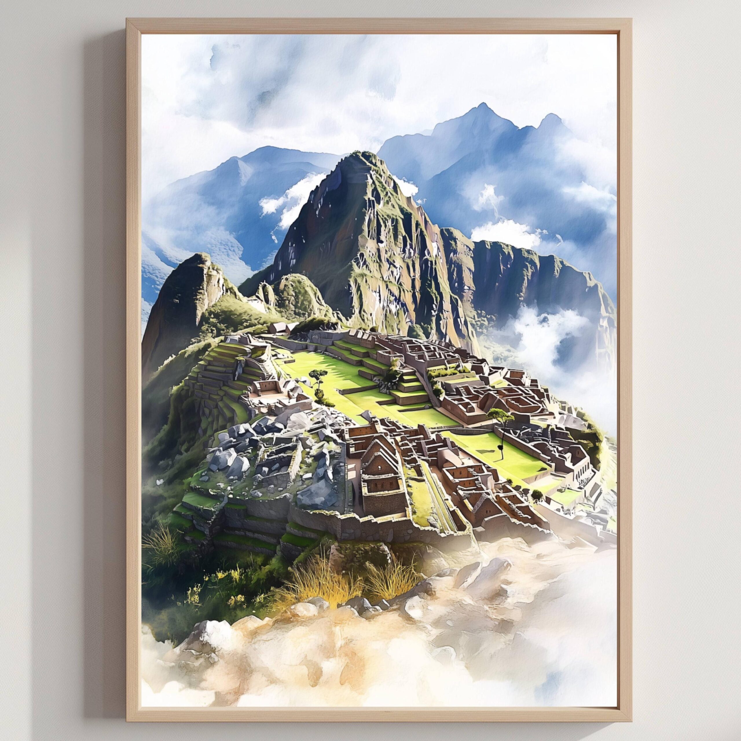 Machu Picchu, Peru Watercolor: Travel Poster