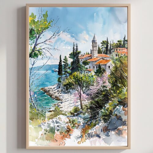 Croatia Europe Watercolor Print: European Travel Art Poster