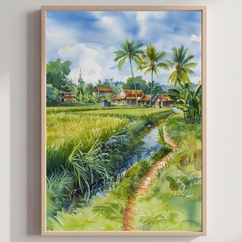 Cambodia Asia Watercolor: Asian Travel Art Poster