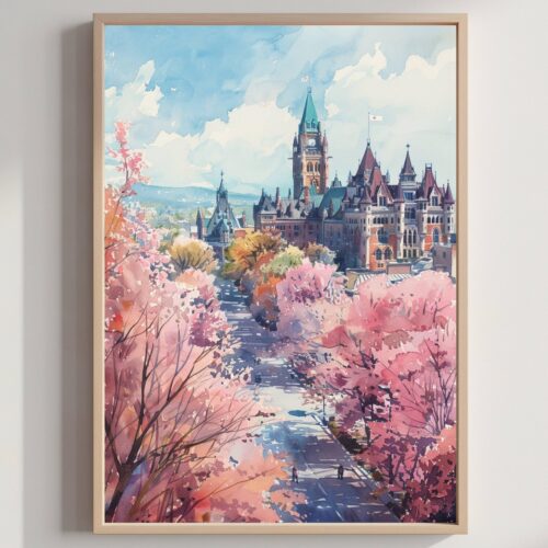 Ottawa Canada North America Watercolor: Travel Poster Print
