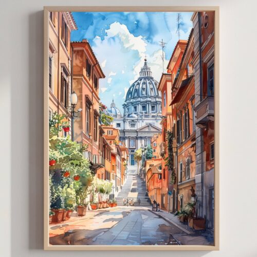 Rome Italy Europe Watercolor: Travel Poster Print