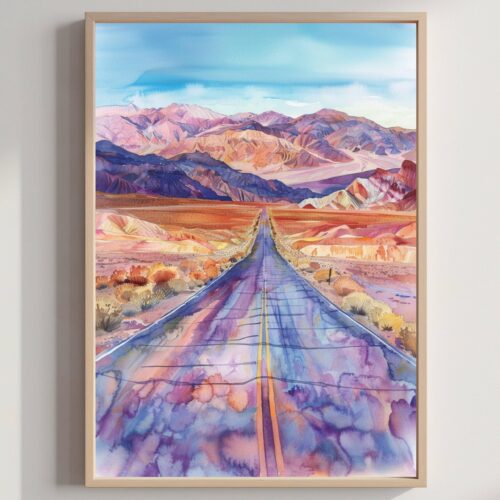 Death Valley National Park Watercolor Print: California USA Travel Art Poster